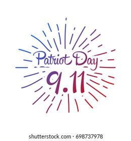 Patriot day, simple memorial design vector illustration 11 september. USA accident, world trade centre, we will never forget. Hand draw style, simple doodle.