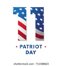 Patriot Day sticker or banner. Waving flag. Vector illustration.