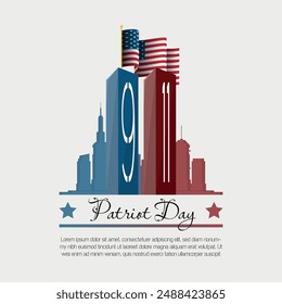 Patriot Day template with silhouettes of buildings in usa