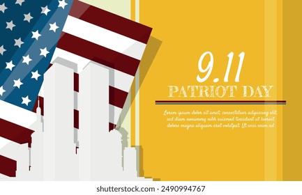 Patriot Day template with silhouettes of buildings in usa