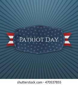 Patriot Day Text on Badge with Ribbon