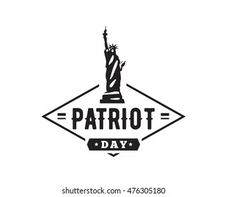 Patriot day typographic emblem. 9-11 logo, We Will Never Forget. Vector illustration. 11 september. Design for postcard, flyer, poster, banner or t-shirt.
