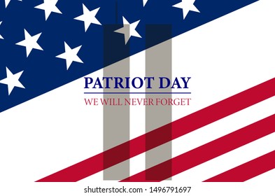 Patriot Day in the United States September 11. We will never forget. Patriot Day USA poster, banner.