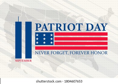 Patriot Day in the United States September 11. We will never forget. Patriot Day USA poster, banner. Vector EPS 10.