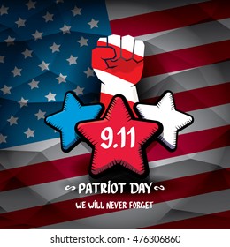 Patriot Day USA background / American Flag with clenched fist background. 