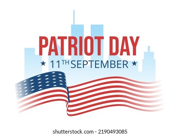 Patriot Day USA Celebration Hand Drawn Cartoon Flat Illustration with American Flag and National Remembers on Vector Background Design