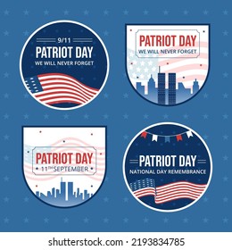 Patriot Day USA Celebration Label Template Hand Drawn Cartoon Flat Illustration