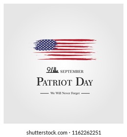 Patriot day USA Never forget 9.11 vector poster. Patriot Day, September 11, We will never forget