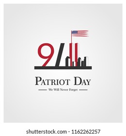 Patriot day USA Never forget 9.11 vector poster. Patriot Day, September 11, We will never forget