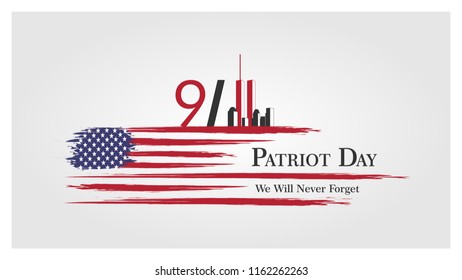 Patriot day USA Never forget 9.11 vector poster. Patriot Day, September 11, We will never forget