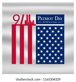 Patriot day USA Never forget 9.11 vector poster. Patriot Day, September 11, We will never forget