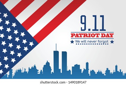 Patriot day USA Never forget 9.11 vector poster - vector Illustration