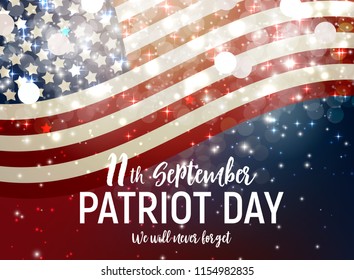 Patriot Day USA poster background.September 11, We will never forget. Vector illustration. EPS10