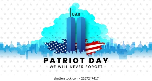 Patriot Day USA , September 11, 2001 National Day of Remembrance. 911 memorial and Never Forget lettering,Patriot Day anniversary poster or banner. Vector illustration.