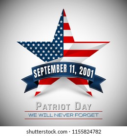 Patriot Day of USA with star in national flag colors american flag.