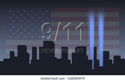 Patriot day USA vector concept. Never forget September 11, 2001.