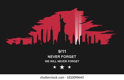 Patriot day USA vector concept. Never forget September 11, 2001.