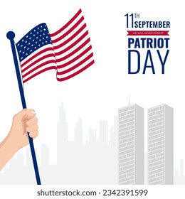 Patriot Day USA. Wir werden nie den 9. September vergessen, Vektorgrafik auf weißem Hintergrund