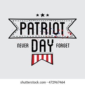 Patriot day vector label or banner. September 11. 911. Vector Illustration.