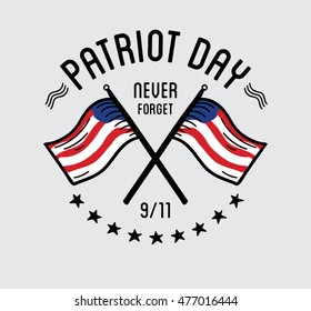 Patriot day vector label or banner. September 11. 911. Vector Illustration.