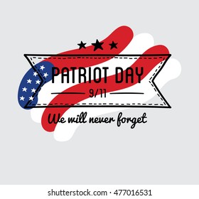Patriot day vector label or banner. September 11. 911. Vector Illustration.
