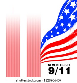 Patriot day vector poster. September 11. Never forget.