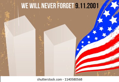 Patriot day vector poster. September 11. Never forget.