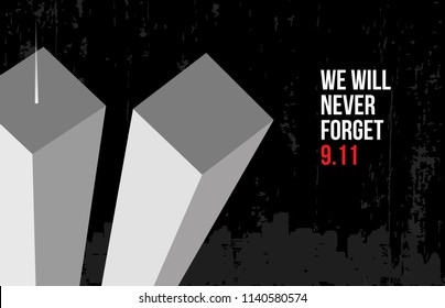 Patriot day vector poster. September 11. Never forget.