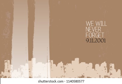 Patriot day vector poster. September 11. Never forget.