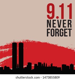 Patriot day vector poster. September 11. Never forget.