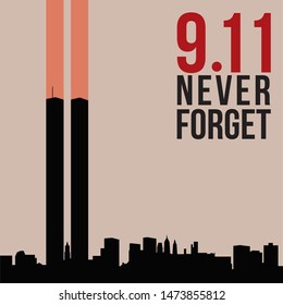 Patriot day vector poster. September 11. Never forget.