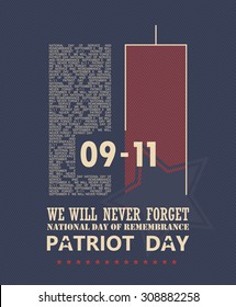 Patriot day vector poster. September 11. 