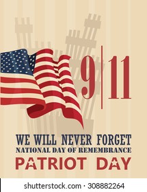 Patriot day vector poster. September 11. 