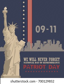 Patriot Day Vector Poster. September 11. 9 / 11