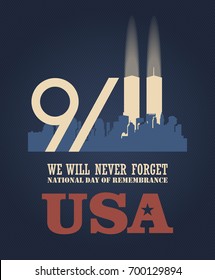 Patriot day vector poster. September 11. 9 / 11