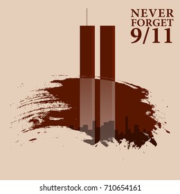 Patriot day vector poster. September 11. Never forget.