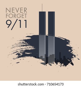 Patriot day vector poster. September 11. Never forget.