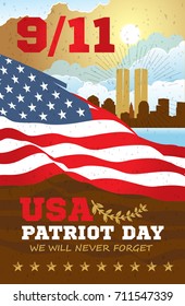Patriot day vector poster. September 11.