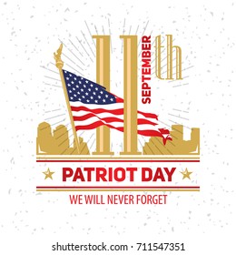 Patriot day vector poster. September 11.