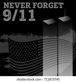 Patriot day vector poster. September 11. Never forget.