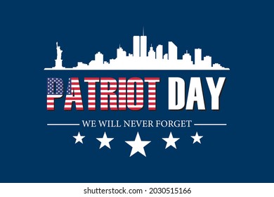 Patriot Tag werden wir nie vergessen 9 11 September 2001 mit City Silhouette Poster Design Illustration