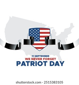 Patriot Day, wir werden nie vergessen, 11 September - 911 Gedenktag, Grußkarte, USA Flagge, EDITABLE VORLAGE, Banner, Anzeigen, Post, Poster-Design.