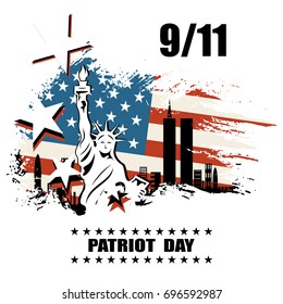 Patriot day we will never forget September 11, 2001, 9/11, greeting card, vector illustration