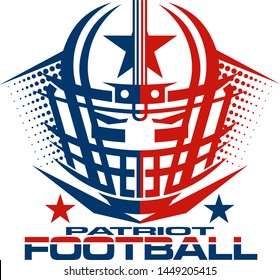 patriot football team design with helmet and facemask for school, college or league