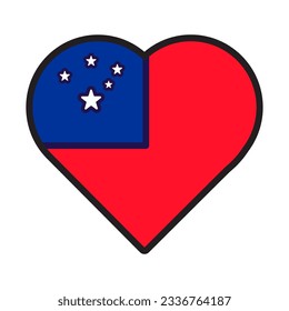 Patriot heart in national Samoa flag colors. Festive element, attributes of Samoa Independence Day. Cartoon vector icon in national colors of country flag isolated on white background