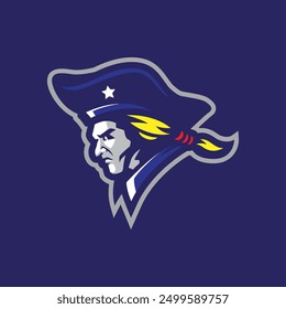 Patriot mascot logo design with modern illustration concept style for badge, emblem and t shirt printing. Patriot head illustration.