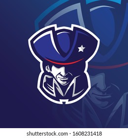 patriot mascot logo design vector with modern illustration concept style for badge, emblem and tshirt printing. patriot head illustration.