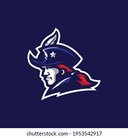 Patriot mascot logo design vector with modern illustration concept style for badge, emblem and tshirt printing. Head patriot illustration for sport team.