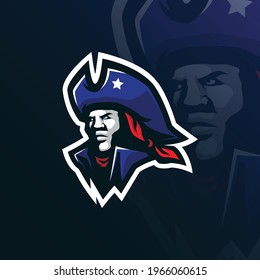 Patriot mascot logo design vector with modern illustration concept style for badge, emblem and t shirt printing. Patriot head illustration for sport team.
