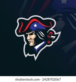 Patriot mascot logo design vector with modern illustration concept style for badge, emblem and t shirt printing. Patriot head illustration.